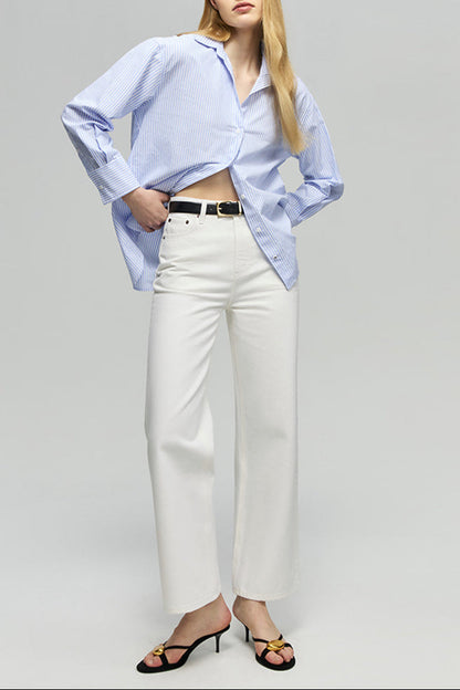 Crop Wide Jeans Soft White