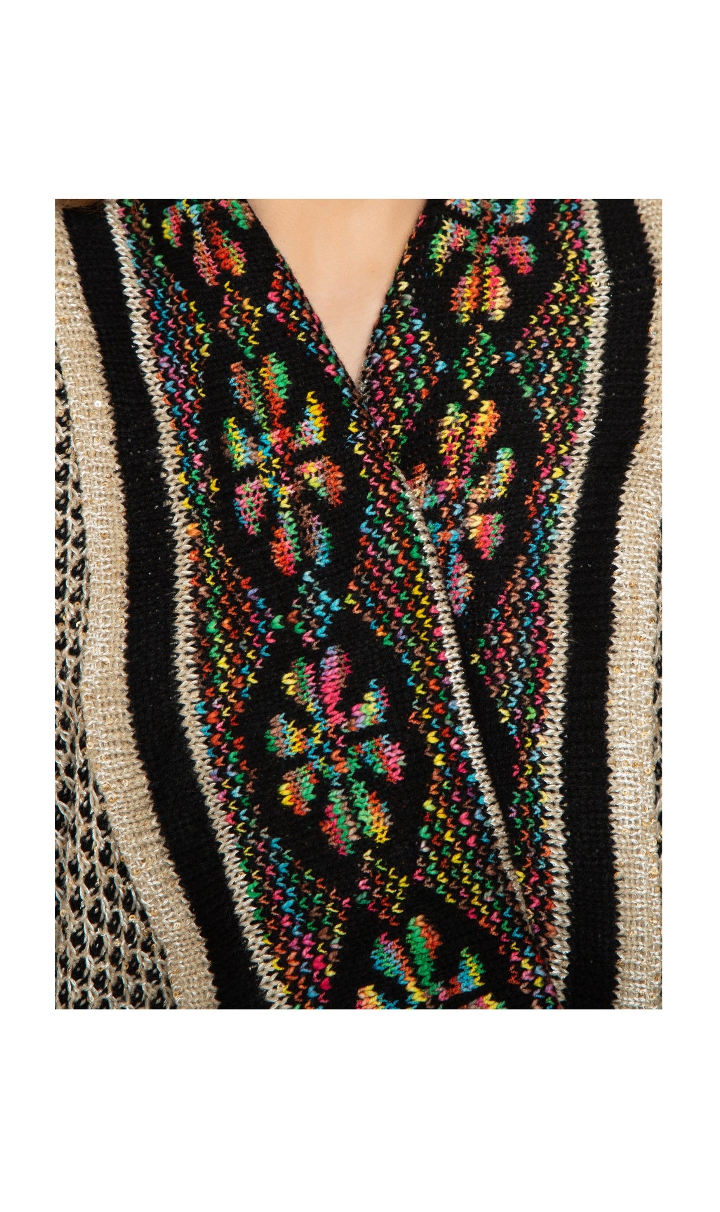 Fringed Jacquard Weave Long Cardigan