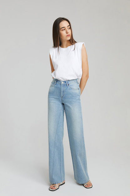 Angeles High Rise Wide Leg Light Wash Jeans