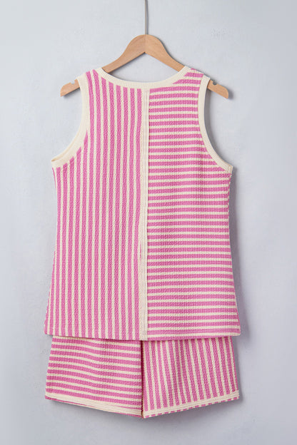 Contrast Trim Casual Tank & Shorts Set