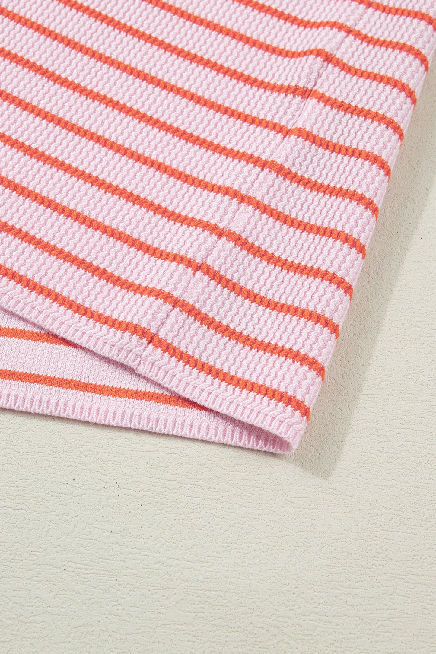 Knit Sleeveless Casual Pink Stripe Top