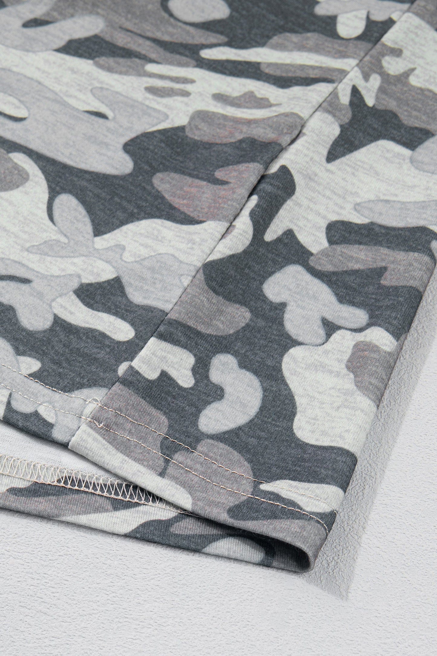 V Neck Raw Edge Tee Camo