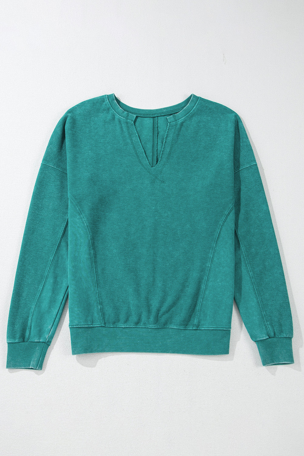Notched Collar Drop Shoulder Sweatshirt Top