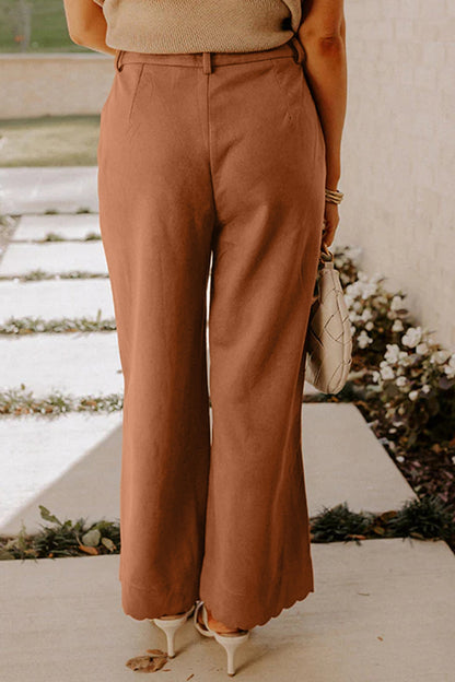 Scalloped Edge Wide Leg Pants