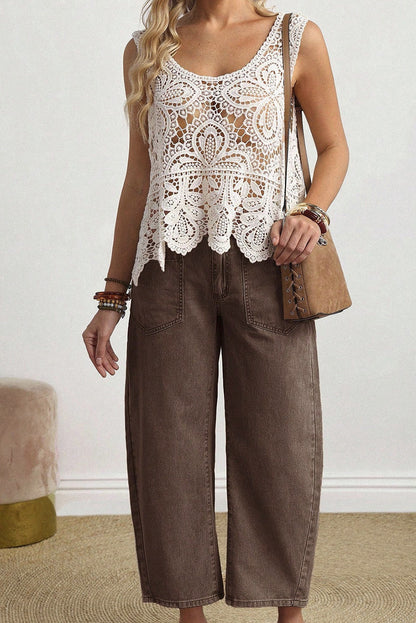 Coffee Ankle Barrel Jeans