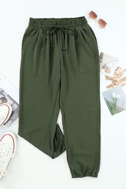 Drawstring Smocked Waist Jogger Pants