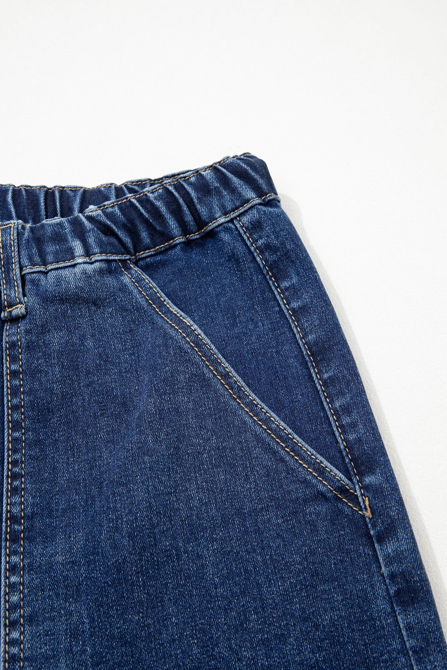Fray Hem Wide Leg Denim Pants Prussian