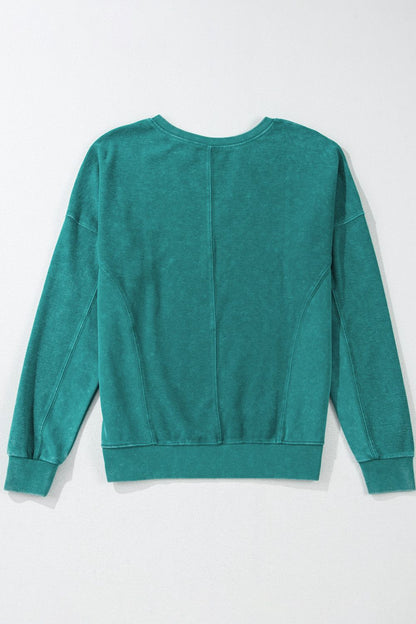 Notched Collar Drop Shoulder Sweatshirt Top