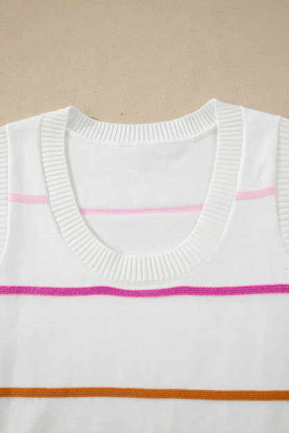 Stripe Knitted Sweater White