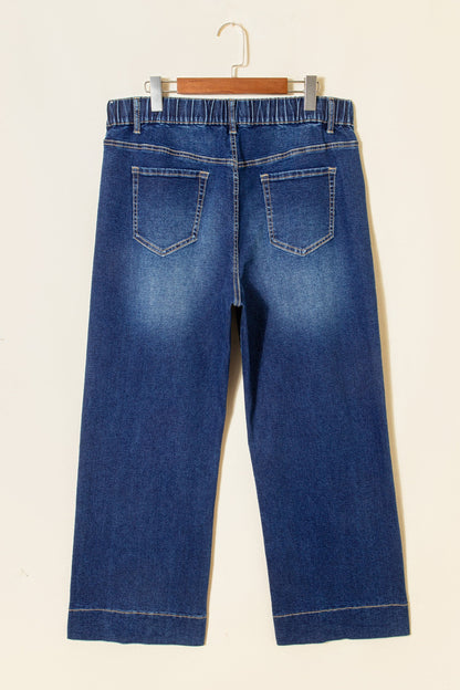 High Rise Lace Tie Whiskered Jeans