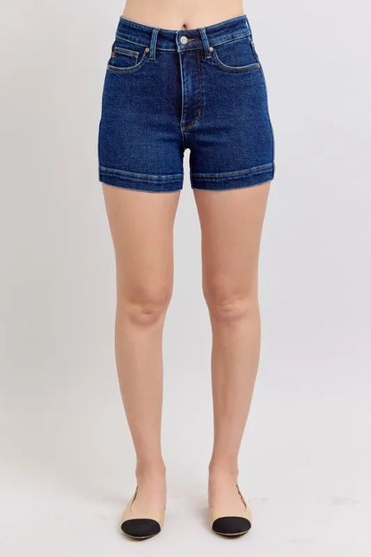 High Waist Tummy Control Denim Shorts