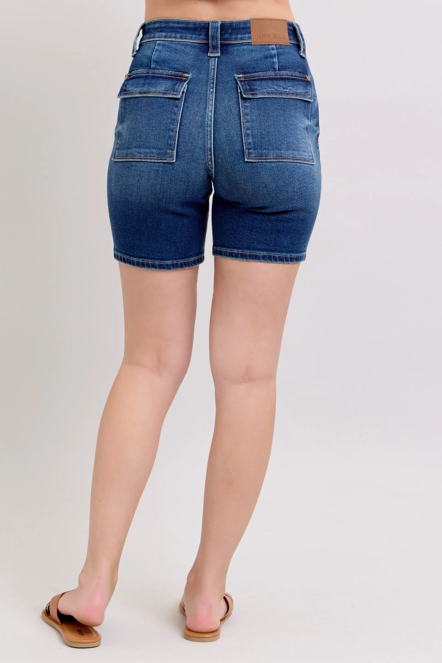 High Waist Back Flap Bermuda Shorts