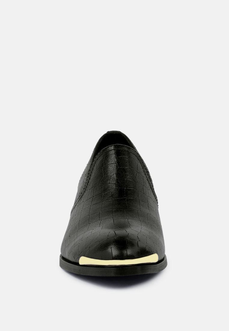 Metal Highlight Leather Loafers