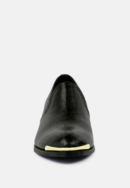 Metal Highlight Leather Loafers