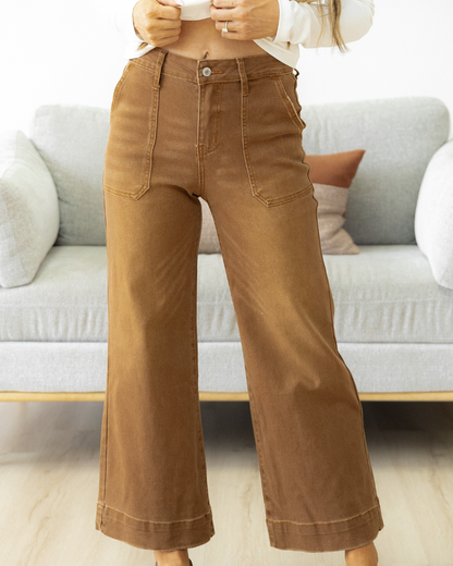 High Rise Wide Leg Jeans Chestnut Breen