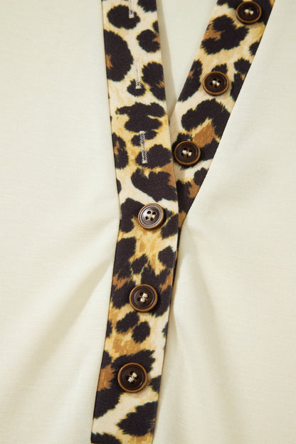 Plus Contrast Leopard Polo Top