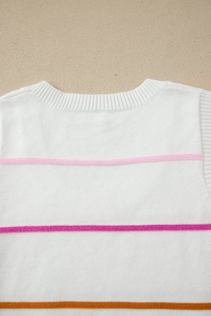 Stripe Knitted Sweater White