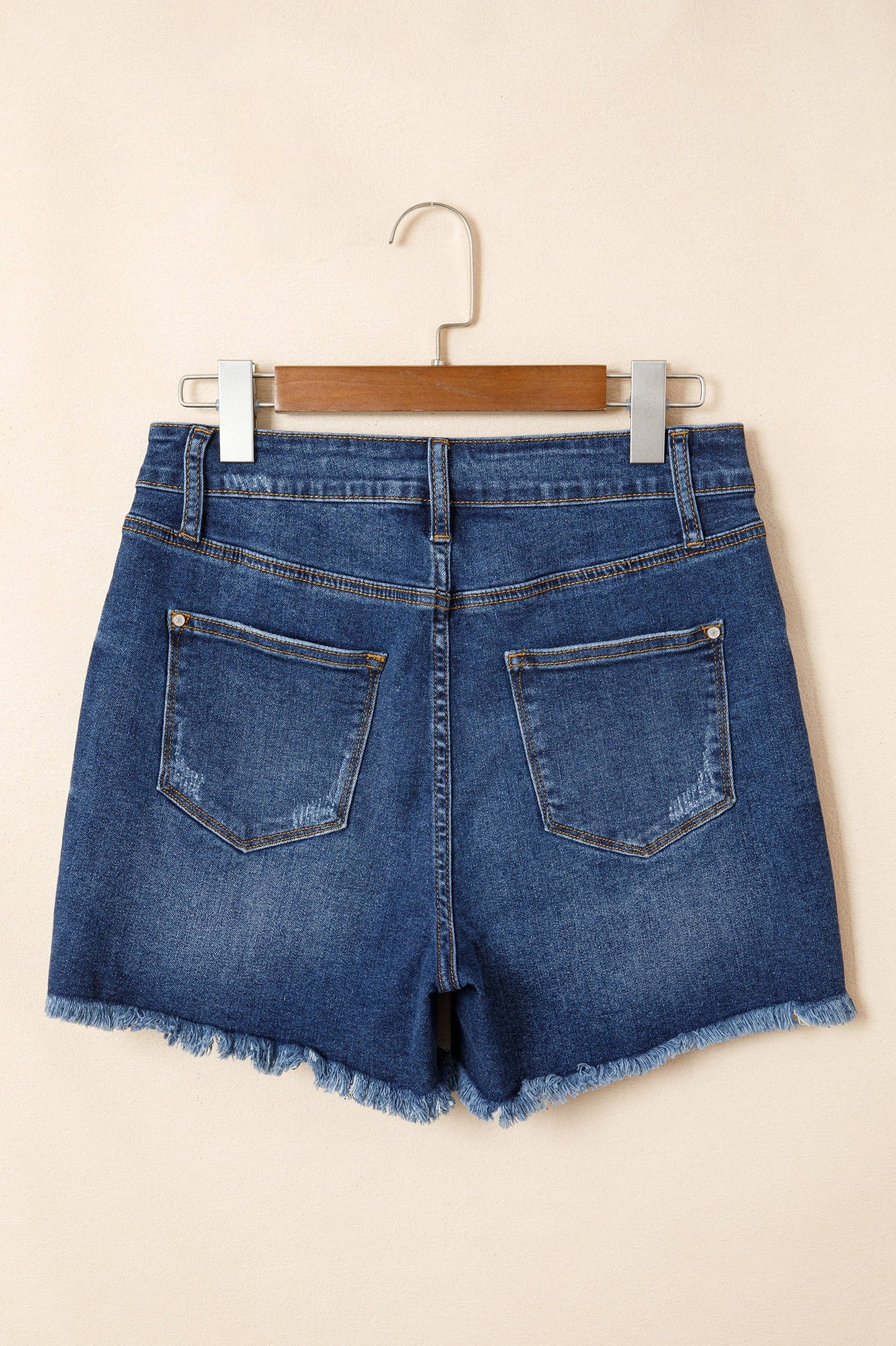 Distressed Whisker Denim Shorts