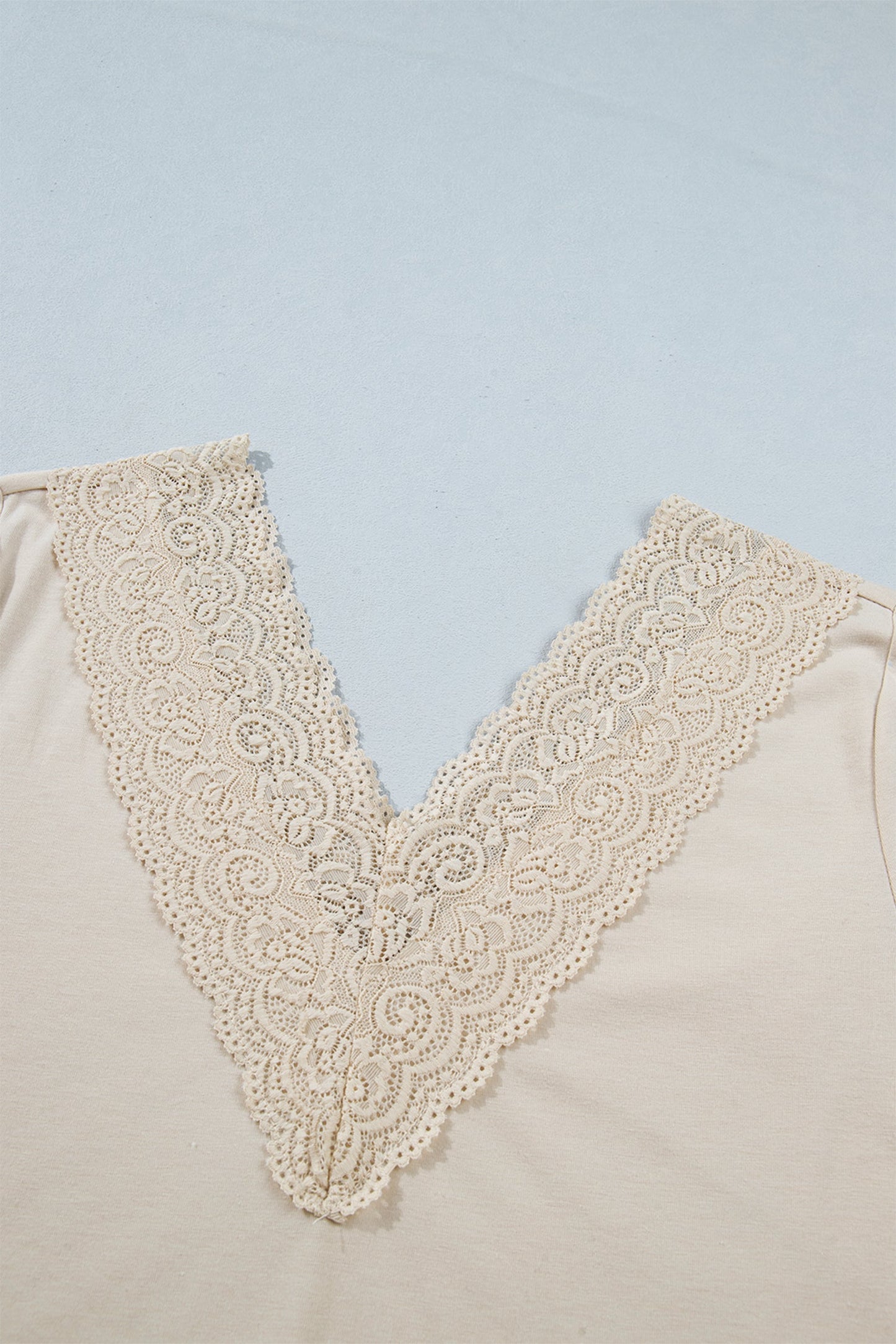 Lace Trim V-Neck Top