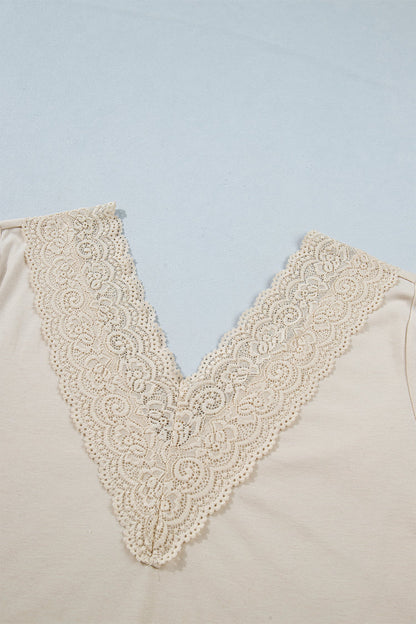 Lace Trim V-Neck Top