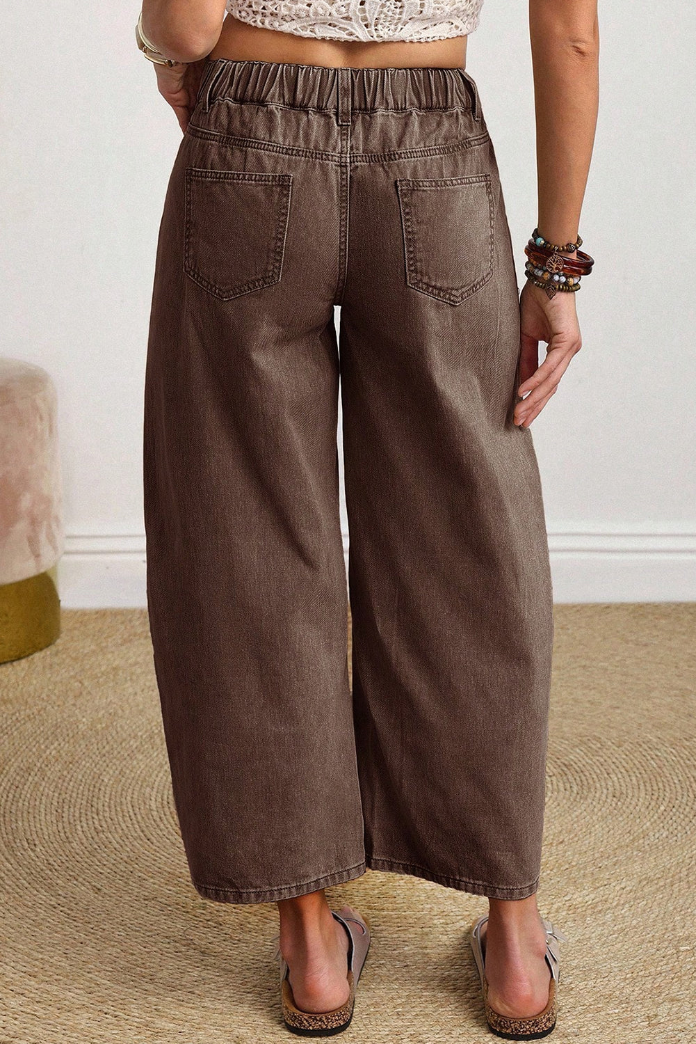 Coffee Ankle Barrel Jeans