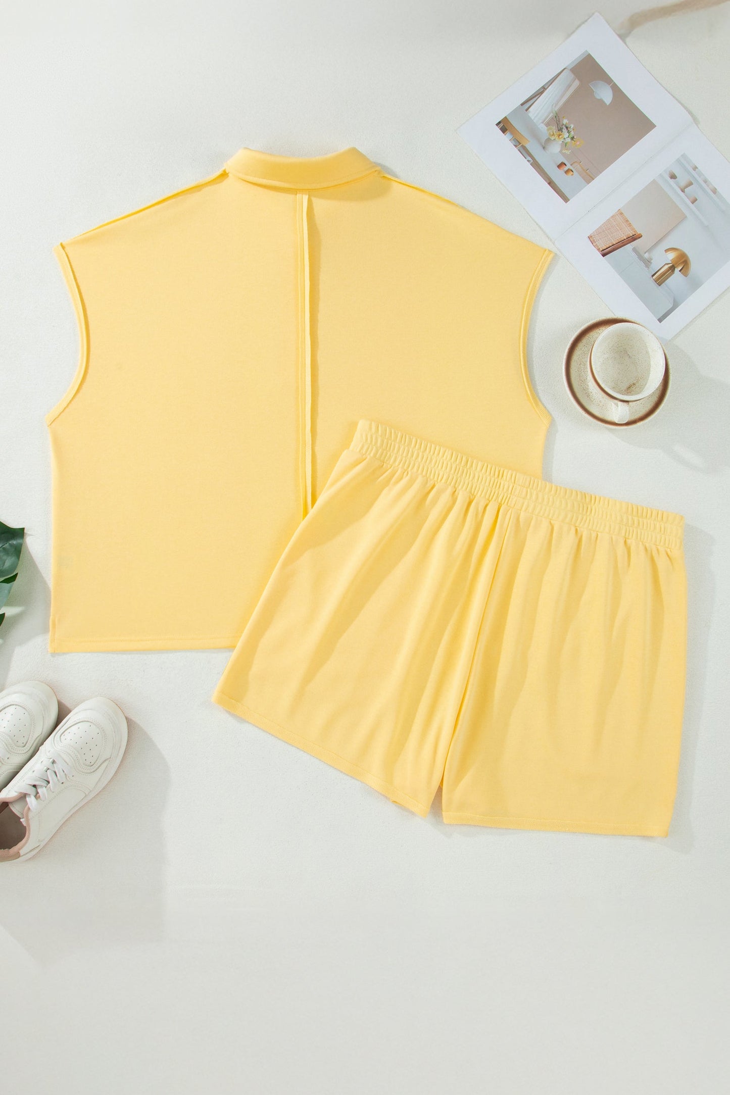 Plus Solid Polo & Shorts Set