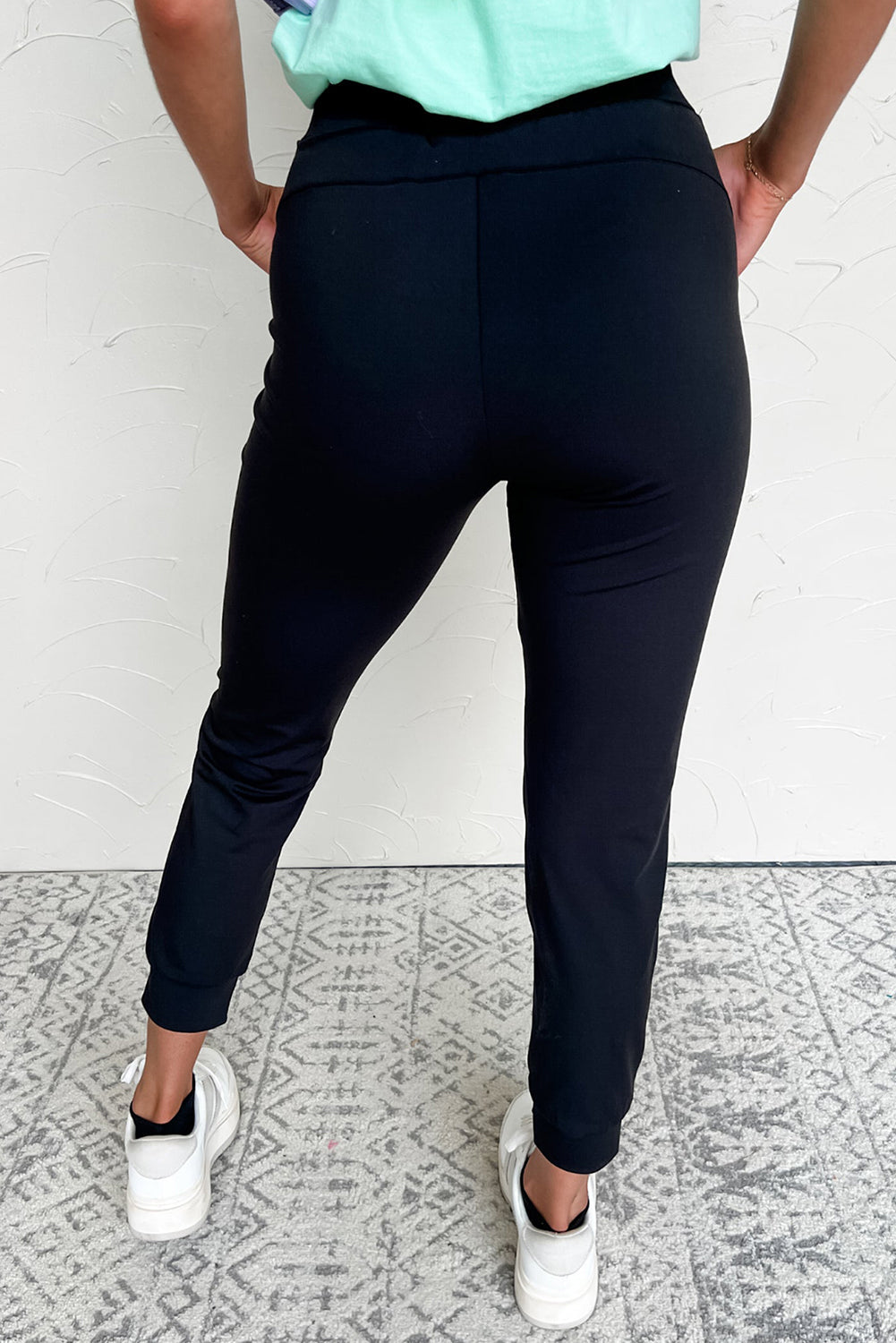 Black Exposed Seam Skinny Jogger Pants
