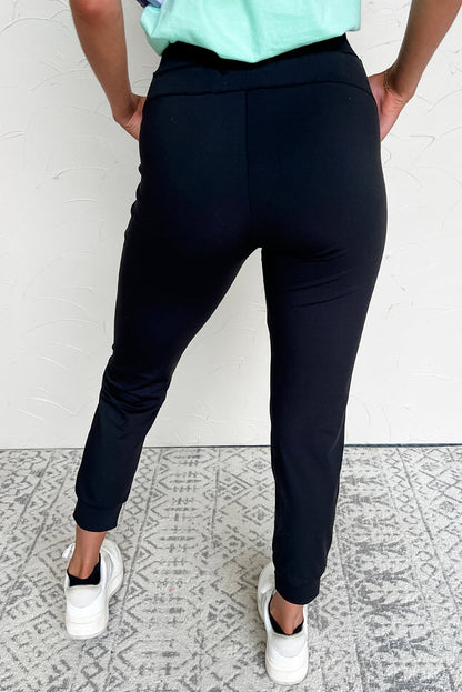 Black Exposed Seam Skinny Jogger Pants