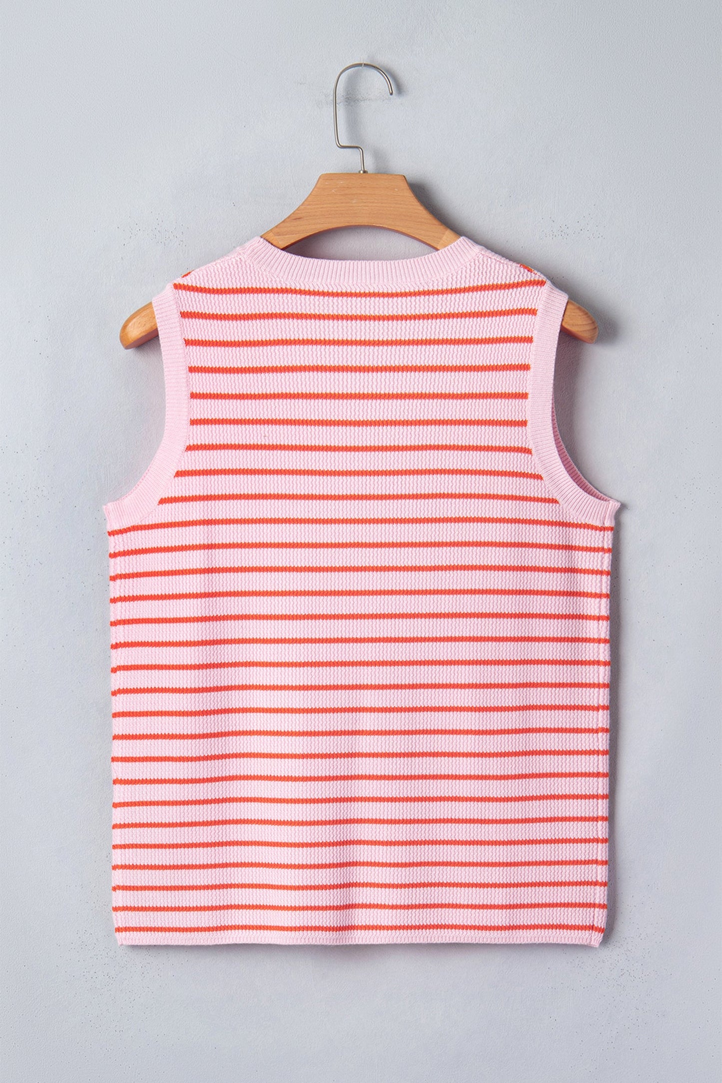 Knit Sleeveless Casual Pink Stripe Top