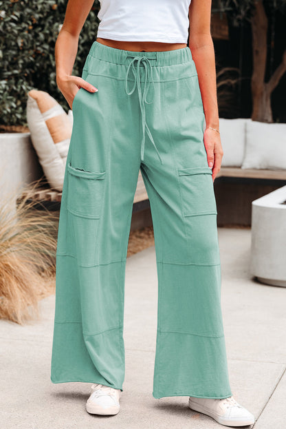 Exposed Seam Wide Leg Cargo Pants