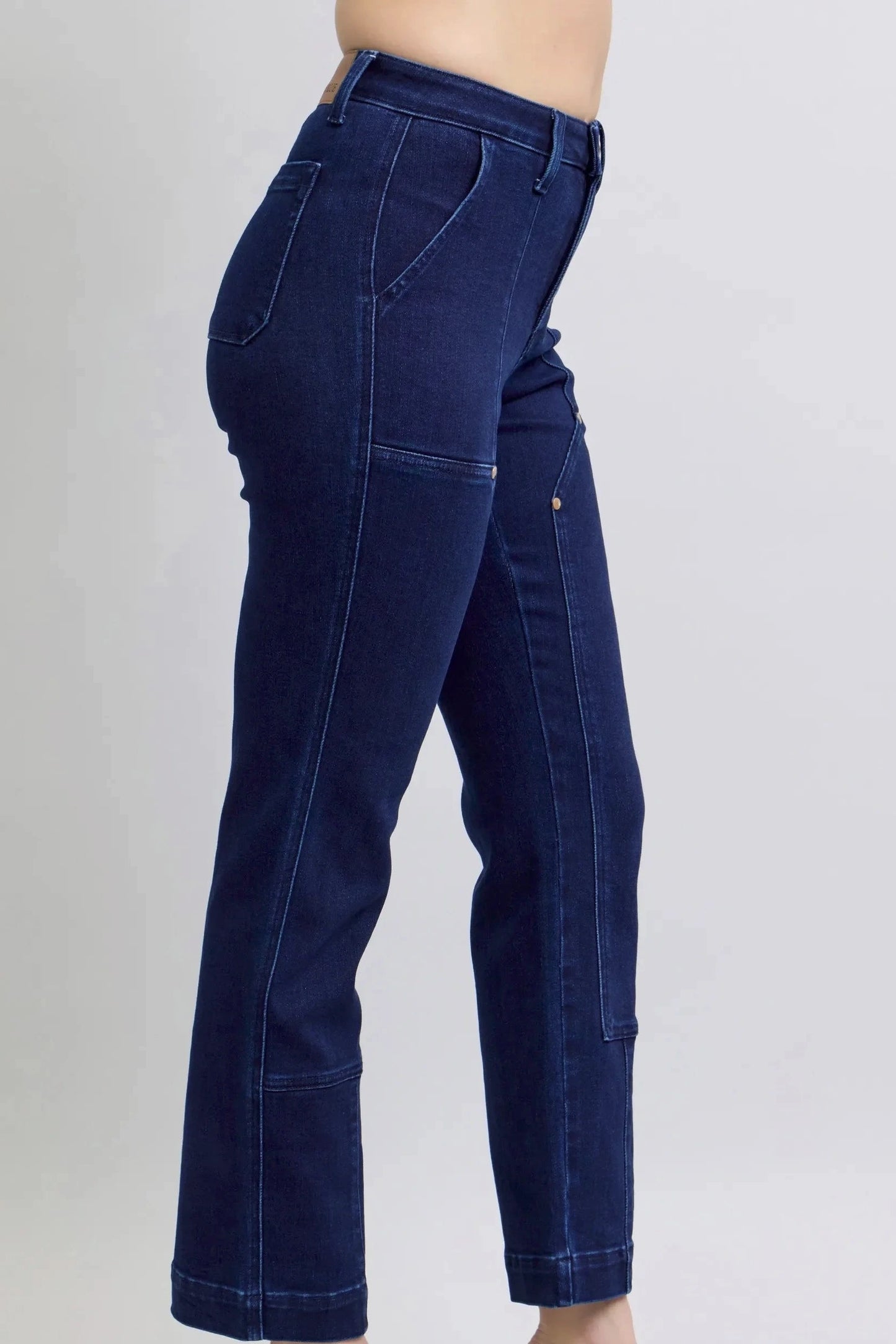 Front Patchwork Straight Jeans