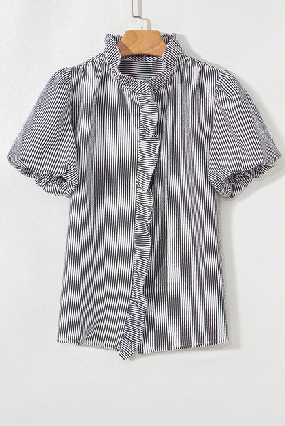 Short Bubble Sleeve Collar Shirt