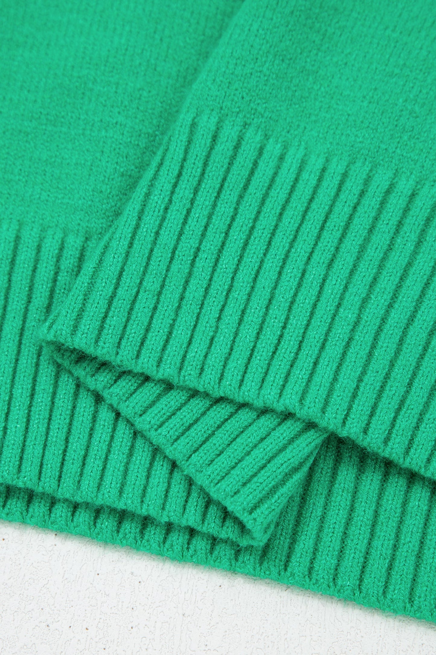 Ruffle Short Sleeve Sweater Top Green