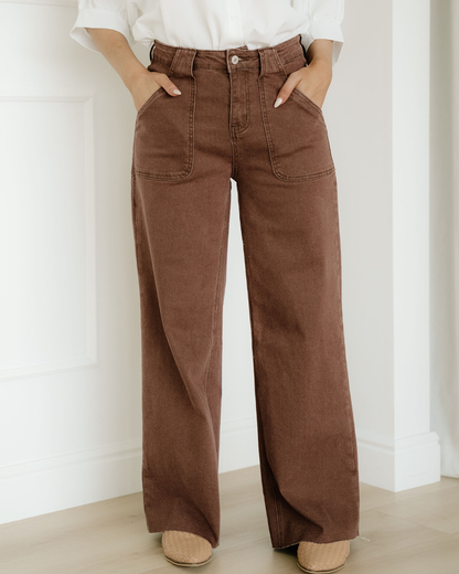 Patch Pocket Denim Brown
