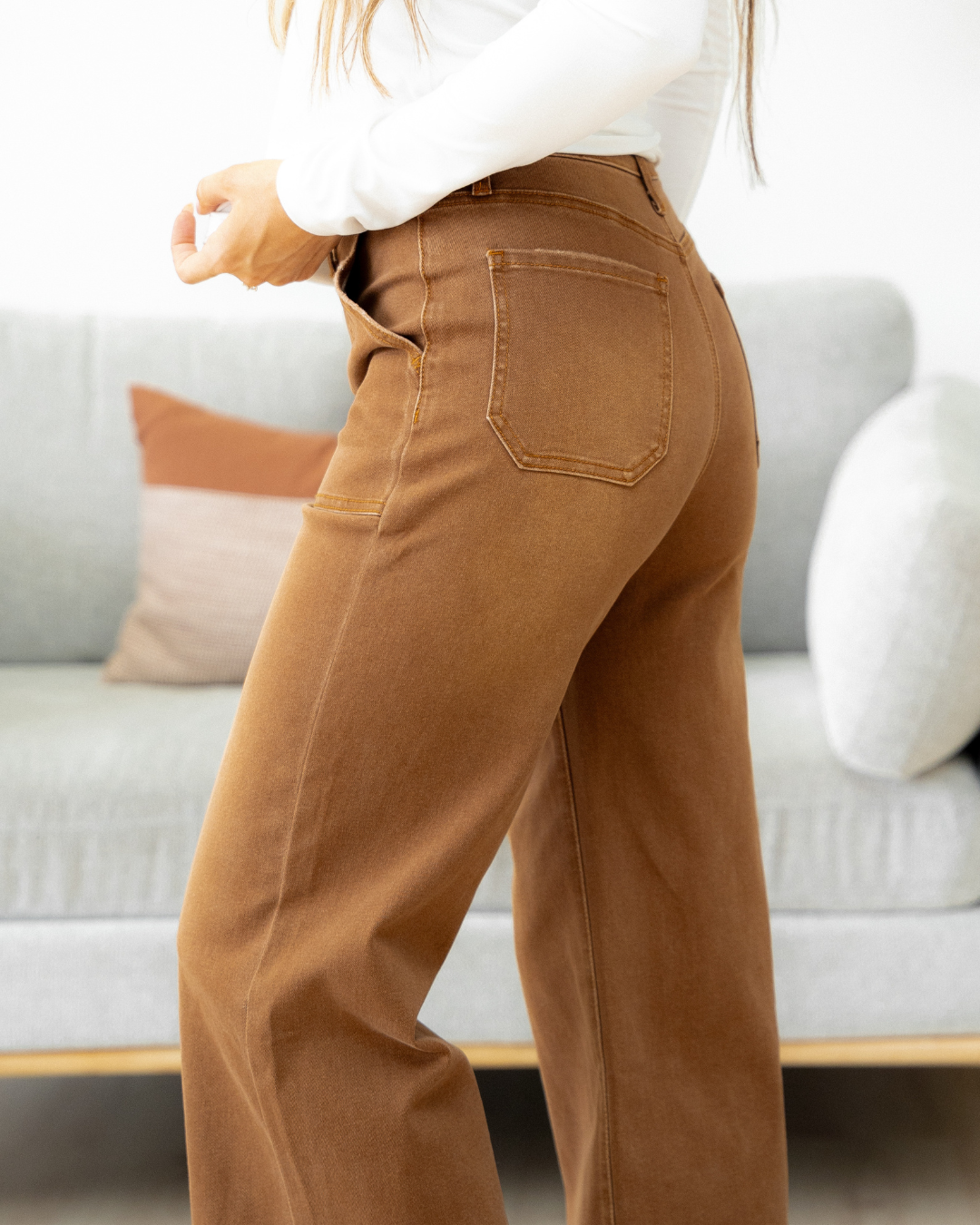 High Rise Wide Leg Jeans Chestnut Breen