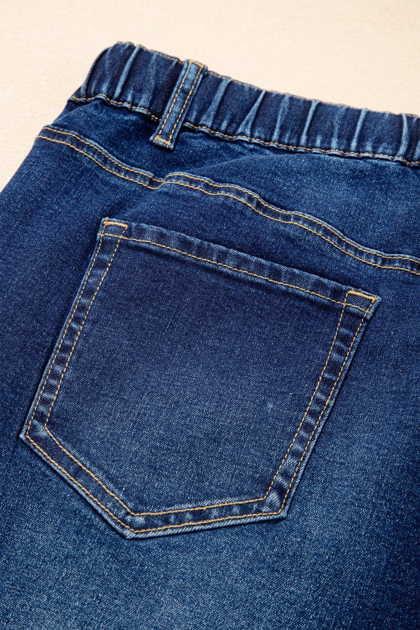 High Rise Lace Tie Whiskered Jeans