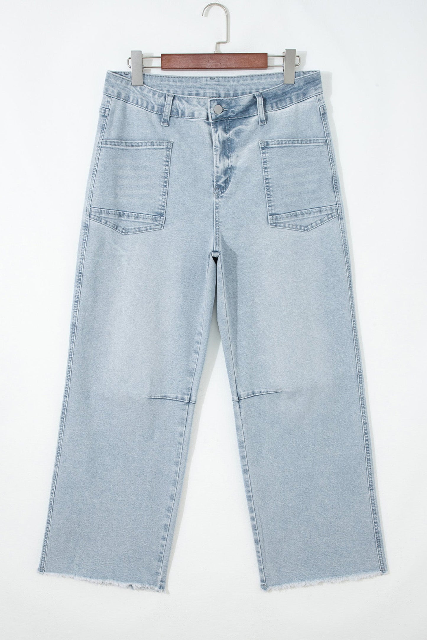 Beau Blue Frayed Crop Straight Jeans