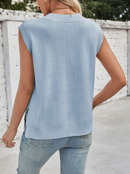 Sleeveless V-Neck Knitted Sweater Vest