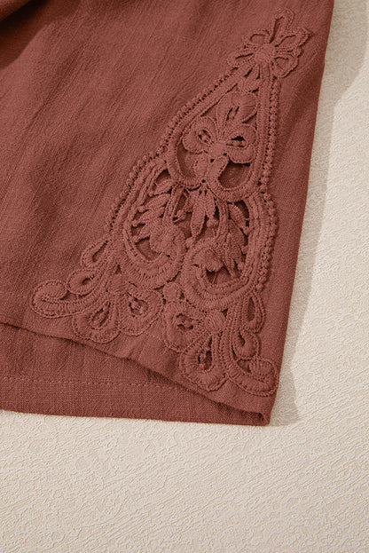 Delicate Lace Loose Linen Shorts