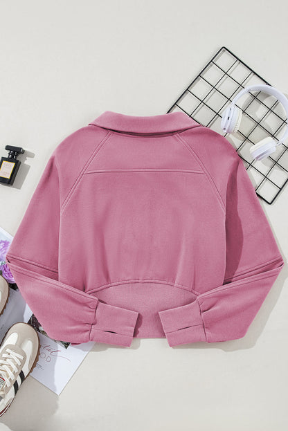 Stand Collar Pocket Pullover Phalaenopsis