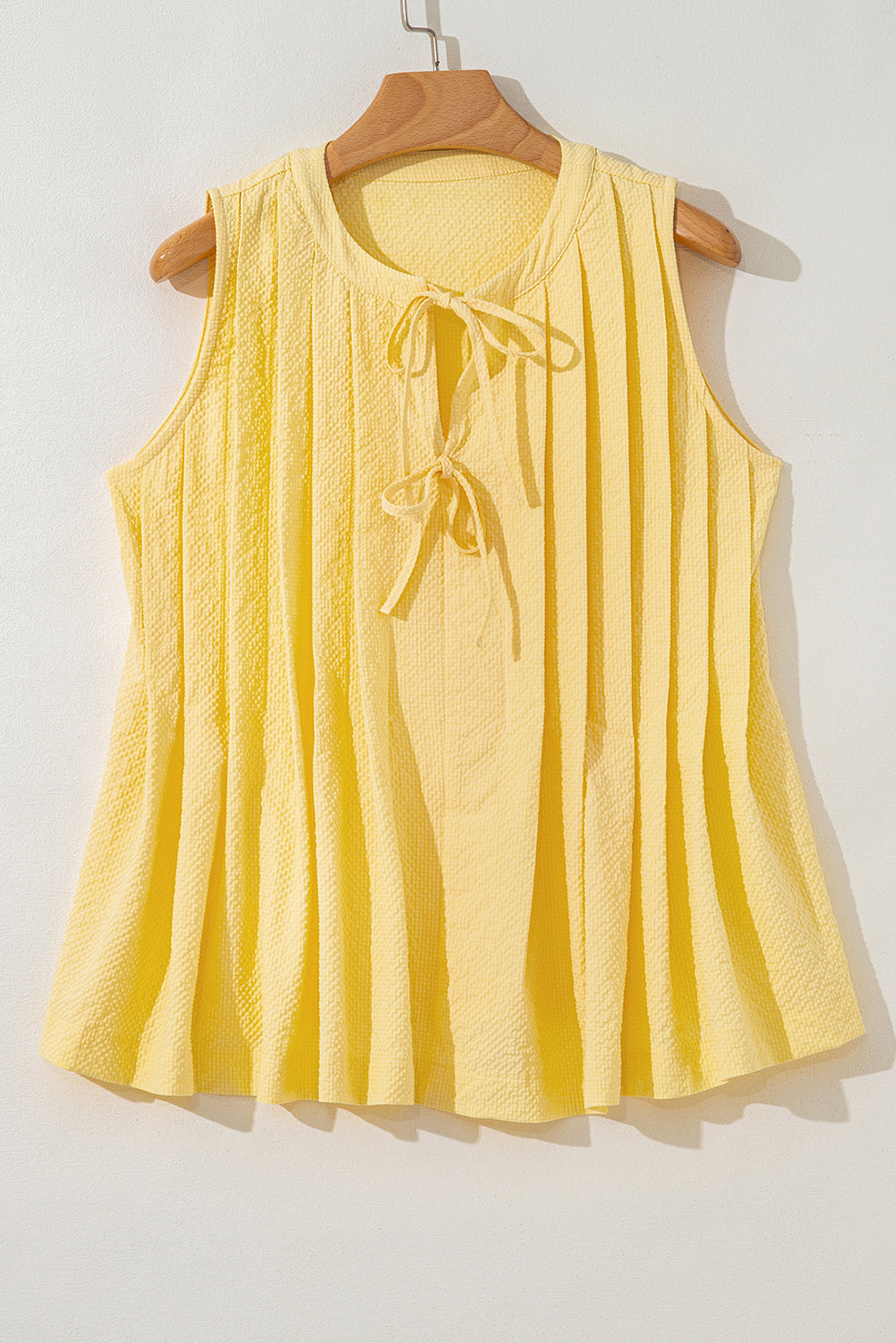 Notched Pleated Tank Top