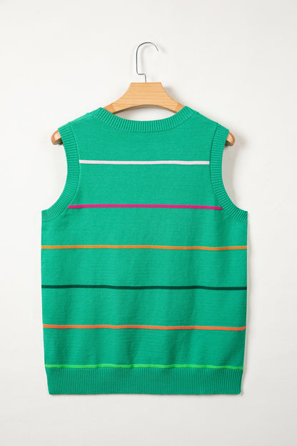 Sleeveless Stripe Knitted Sweater