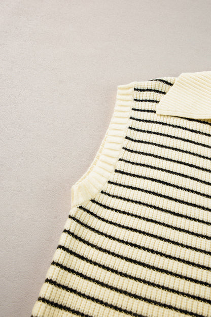 Stripe Turn Down Sweater Tank