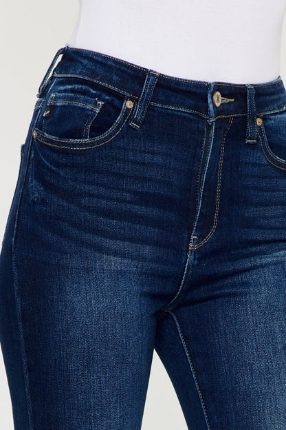 Frayed Ankle Skinny Jeans Dark Rinse