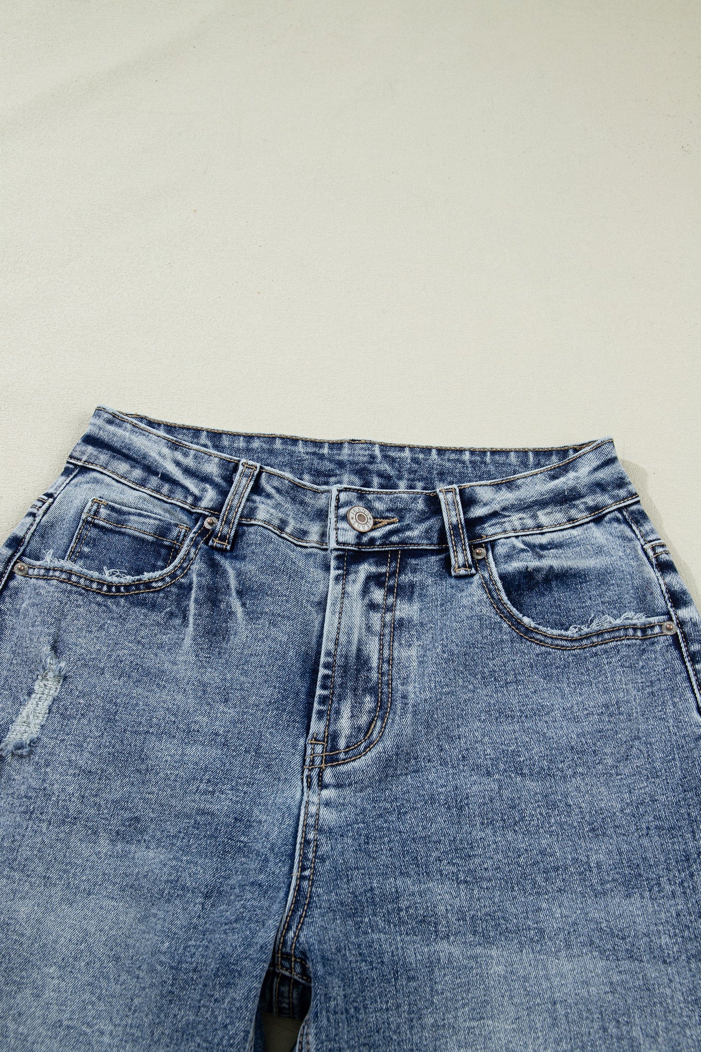 Cuffed Straight Loose Jeans