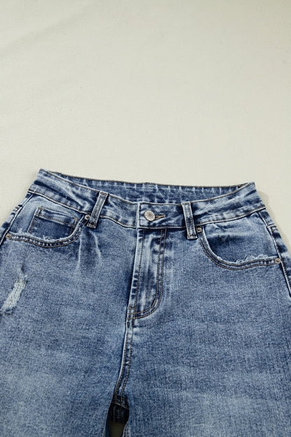 Cuffed Straight Loose Jeans
