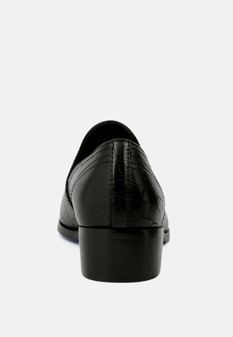 Metal Highlight Leather Loafers