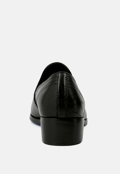 Metal Highlight Leather Loafers