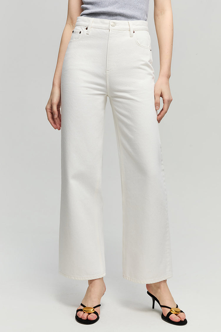 Crop Wide Jeans Soft White