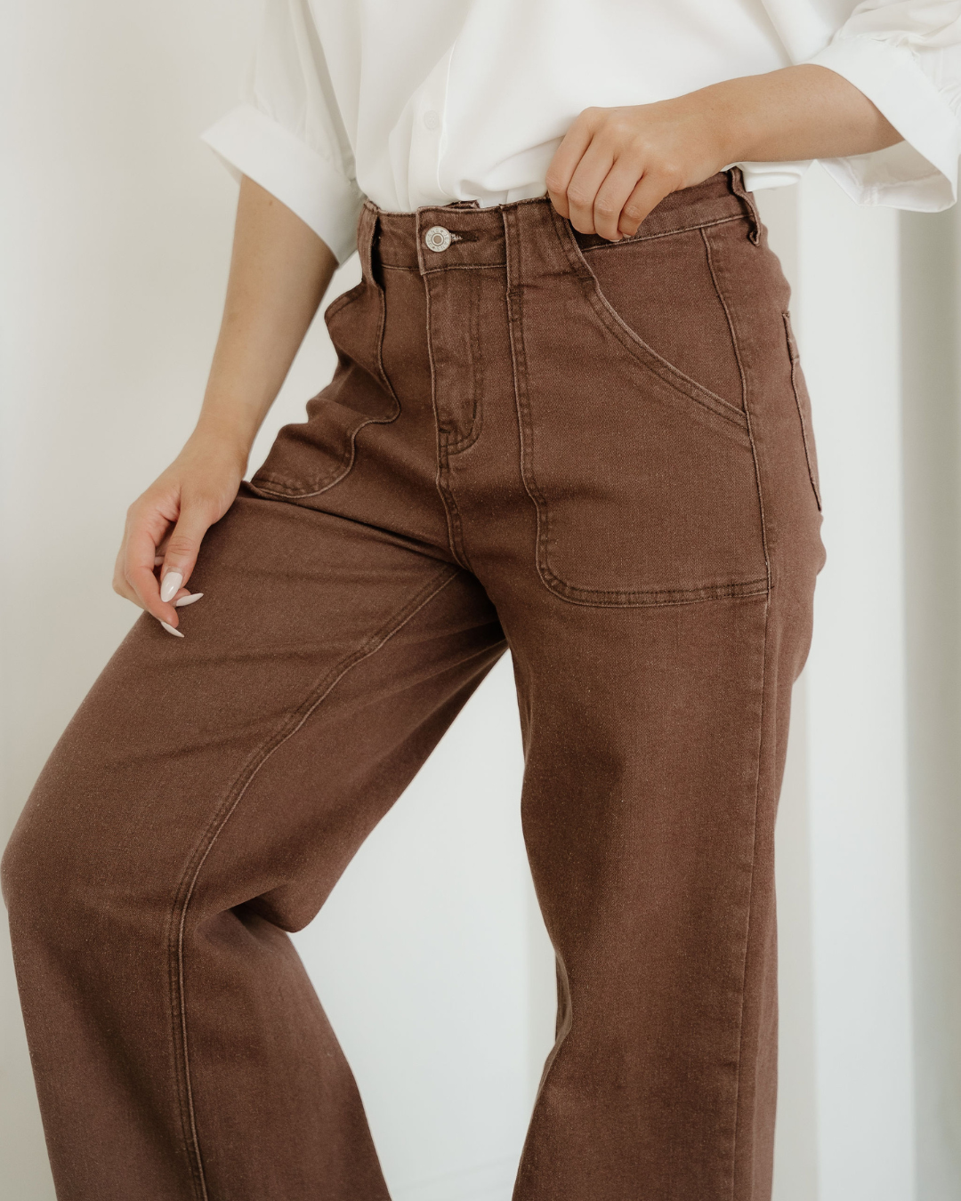 Patch Pocket Denim Brown